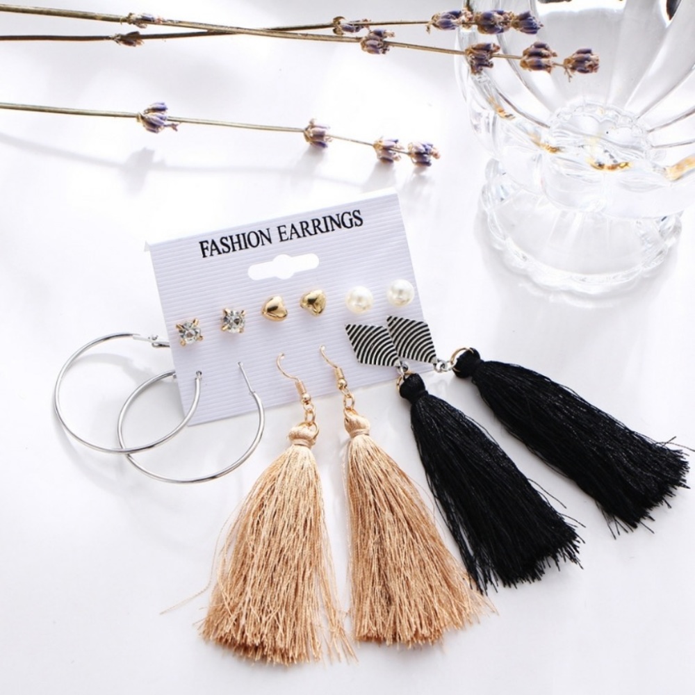 Multi style Bohemian Tassel & Stud Earrings